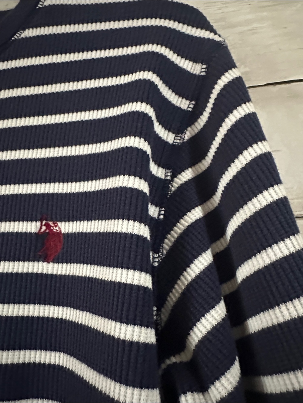 Vintage Y2K U.S. Polo Assn. Striped Ribbed Thermal Long sleeve size Large - Picture 12 of 16